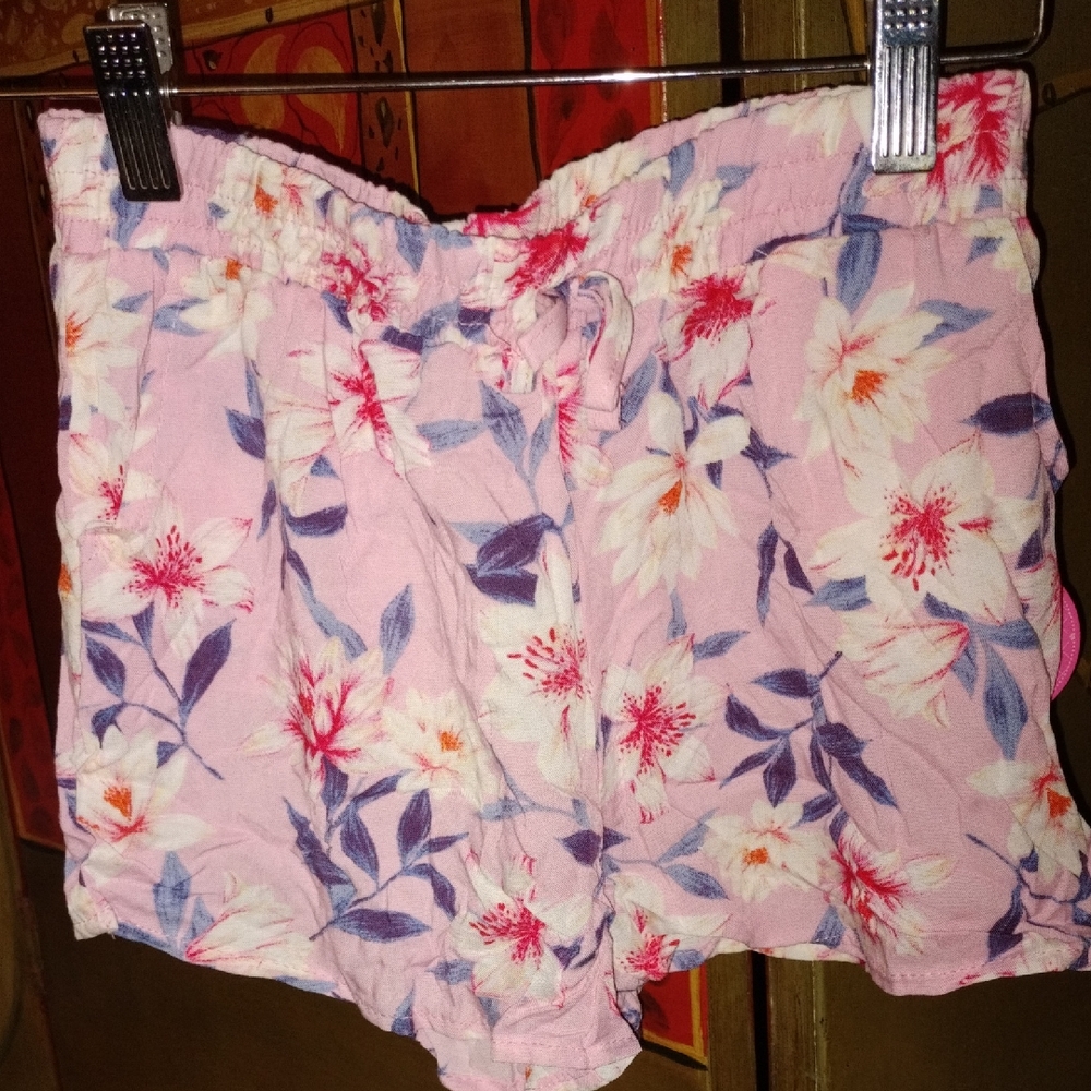 1st Kiss Pink Floral Shorts Girls 10/12